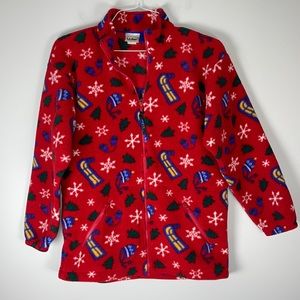 LL Bean Red Winter Fleece Vintage Kids Large